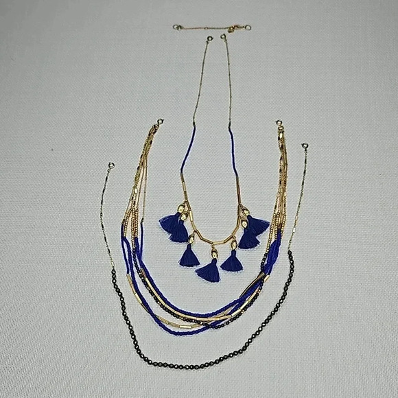 Retired Vintage Stella & Dot Tulum Tassel Necklace Gold Blue Beaded Versatile - Picture 8 of 16